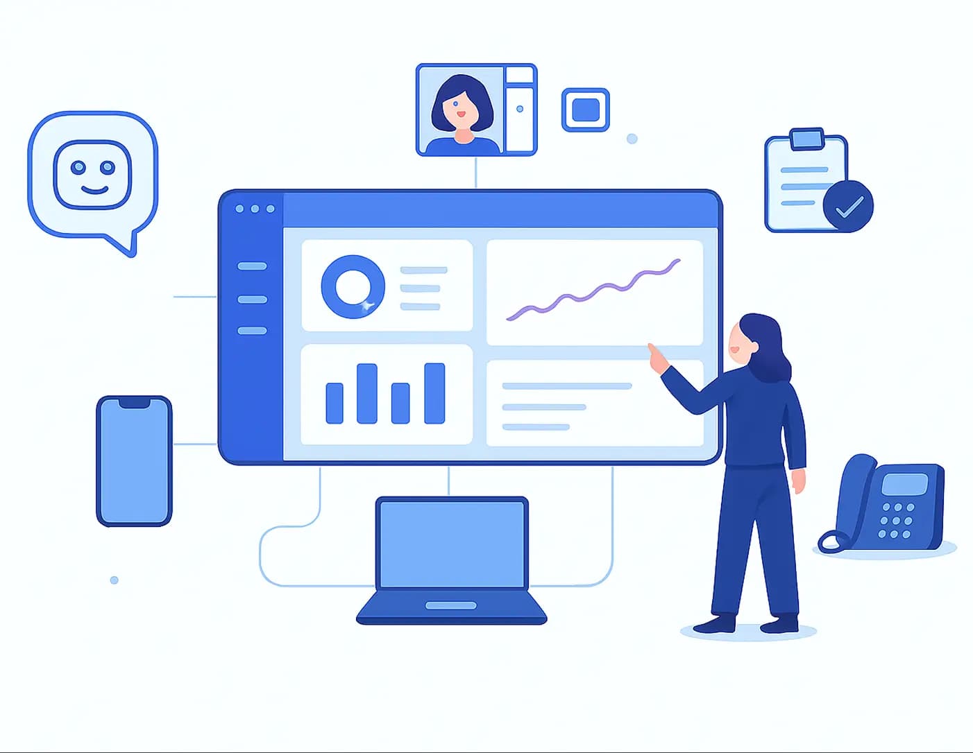 Business communication dashboard illustration