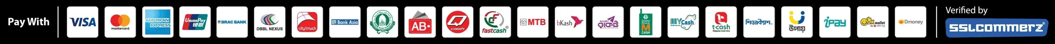 Pay with supported payment methods verified by SSLCommerz